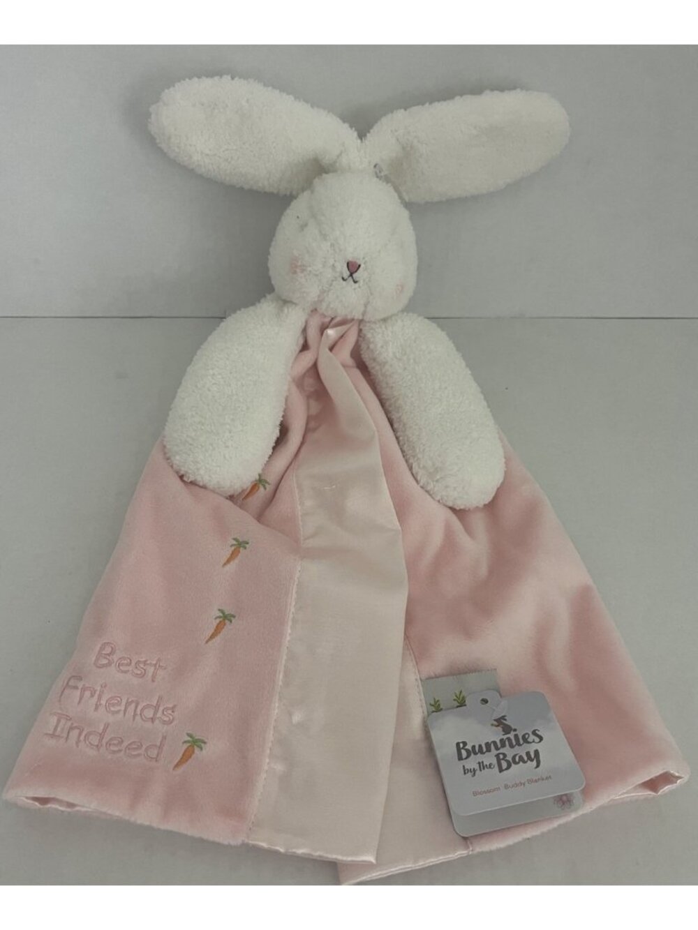 Bunnies by the Bay Blossom Buddy Blanket Lovey Rabbit Pink Carrots NWT